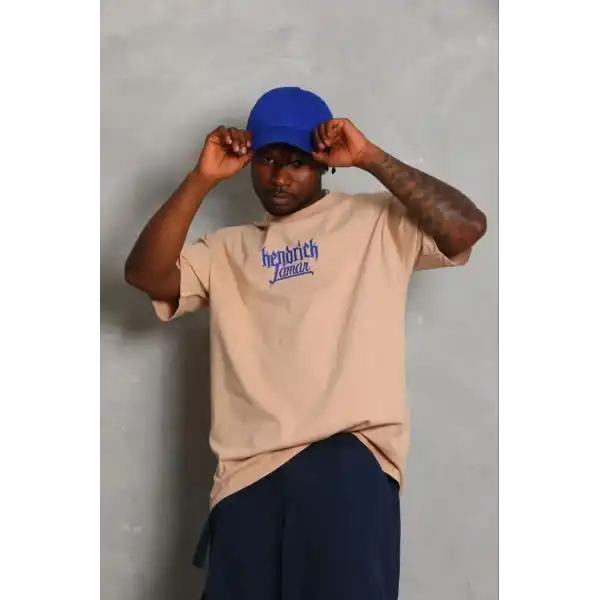 Erkek Baskılı T-Shirt Kısa Kol Bisiklet Yaka Regular Fit Tişört - Bej