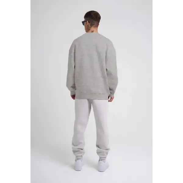 ERKEK Bisikilet Yaka 3 İplik Pamuklu SweatShirt - Gri