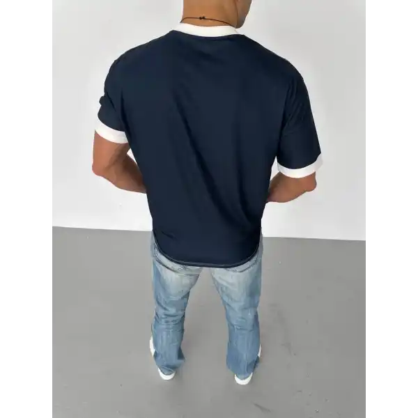 ERKEK Bisiklet Yaka Baskılı Kısa kol Oversize T-Shirt - Siyah