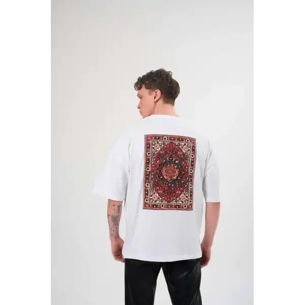 Erkek Bisiklet Yaka Baskılı Kısa kol T-Shirt - Beyaz