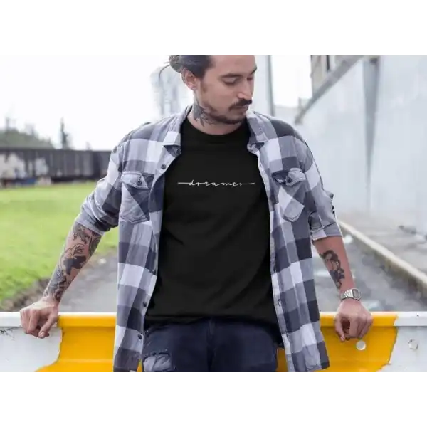 Erkek Bisiklet Yaka Baskılı Oversize T-Shirt - Siyah