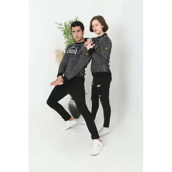 Erkek Bisiklet Yaka Yün Örmeli Triko Kazak - Siyah