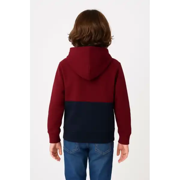 Erkek Çocuk Kapüşonlu Kanguru Cepli Parçalı SweatShirt - Renkli