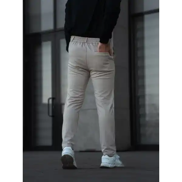 Erkek Diagonel Mikro dokulu Cepli Pantolon - Bej