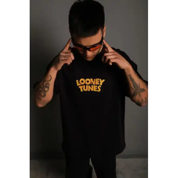 Erkek Dijital Baskılı T-Shirt - Siyah