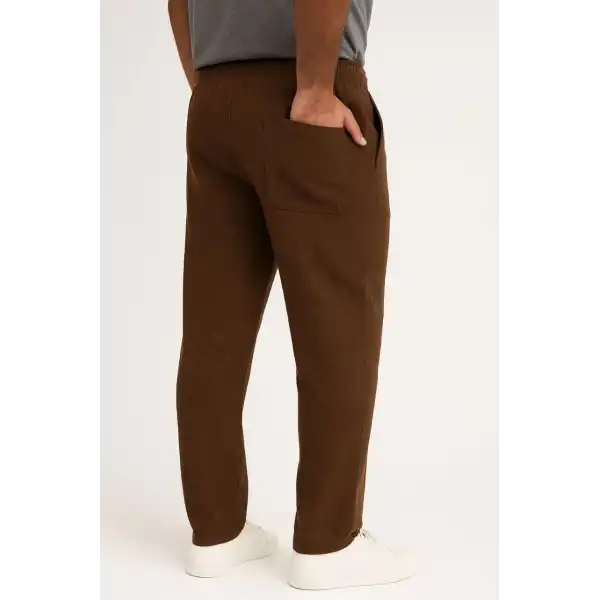 Erkek Keten Pantolon – Cepli, Beli Lastikli ve Bağcıklı, Nefes Alan Rahat Kalıp, Yazlık ve Baharlık Günlük Giyim, Şık & Konforlu Boru Paça Model - Kahverengi