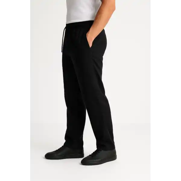 Erkek Keten Pantolon – Cepli, Beli Lastikli ve Bağcıklı, Nefes Alan Rahat Kalıp, Yazlık ve Baharlık Günlük Giyim, Şık & Konforlu Boru Paça Model - Siyah