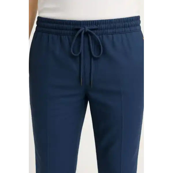 Erkek Keten Pantolon – Cepli, Beli Lastikli ve Bağcıklı, Nefes Alan Rahat Kalıp, Yazlık ve Baharlık Günlük Giyim, Şık & Konforlu Boru Paça Model - Lacivert