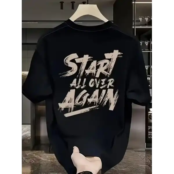 Erkek Kısa Kol Yazlık Tişört Bisiklet Yaka Baskılı Oversize T-Shirt - Siyah