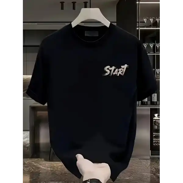 Erkek Kısa Kol Yazlık Tişört Bisiklet Yaka Baskılı Oversize T-Shirt - Siyah