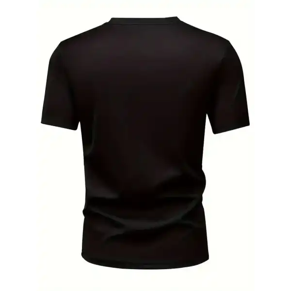 Erkek Kısa Kol Yazlık Tişört Bisiklet Yaka Baskılı Oversize T-Shirt - Siyah