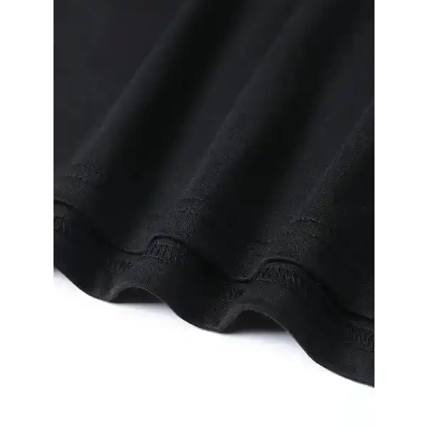 Erkek Kısa Kol Yazlık Tişört Bisiklet Yaka Baskılı Oversize T-Shirt - Siyah