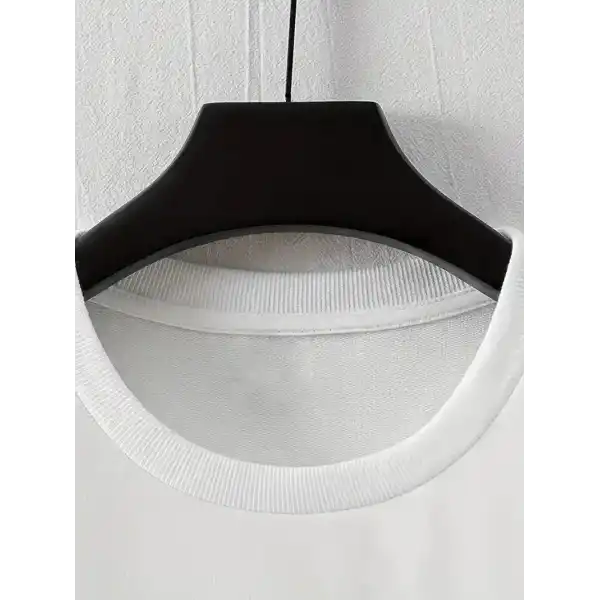 Erkek LB Baskılı Tişört Bisiklet Yaka Kısa Kol T-shirt - Beyaz