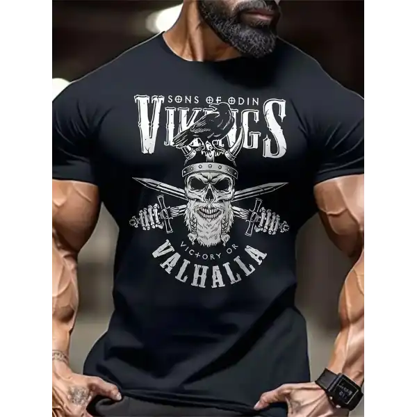 Erkek Ön ve Arka Baskılı T-Shirt Kısa Kol Bisiklet Yaka Regular Fit Tişört - Siyah