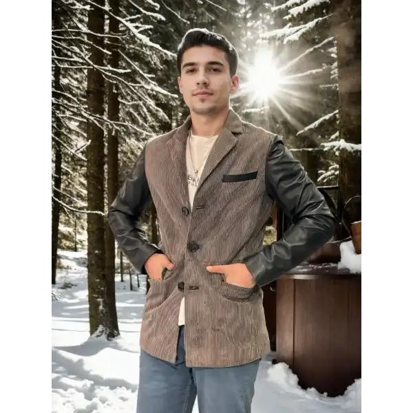 Erkek Premium Doğal Nubuk Deri Ceket - Siyah