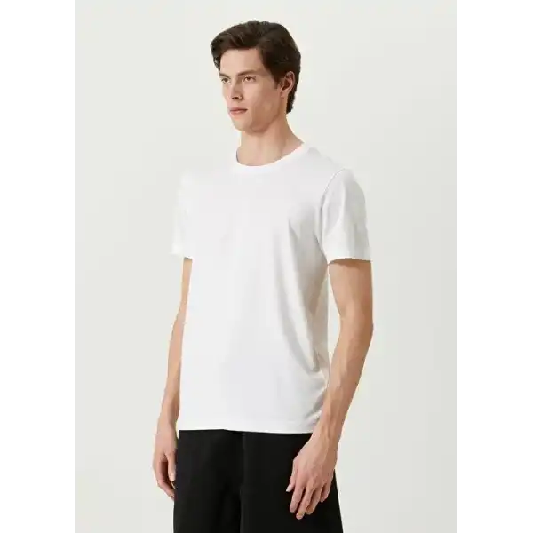 ERKEK  Tişört Basic Bisiklet Yaka Regular Kısa kol T-Shirt - Beyaz