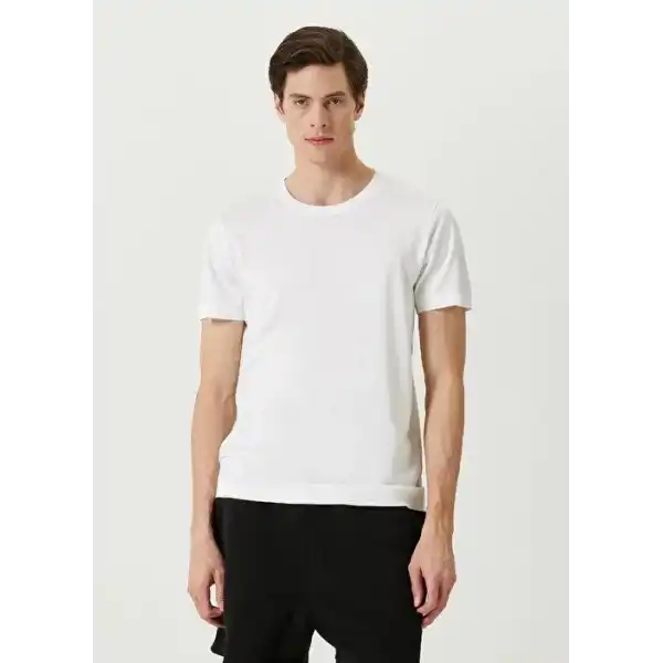 ERKEK  Tişört Basic Bisiklet Yaka Regular Kısa kol T-Shirt - Beyaz