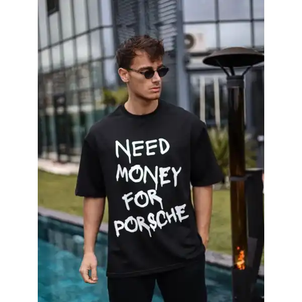 Erkek Tişört Bisiklet Yaka Baskılı Kısa kol Oversize T-Shirt - Siyah