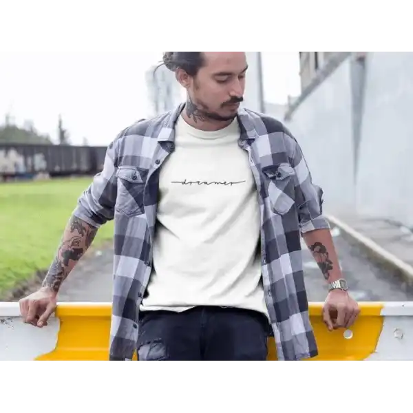 Erkek Tişort Bisiklet Yaka Baskılı Kısa kol T-Shirt - Beyaz