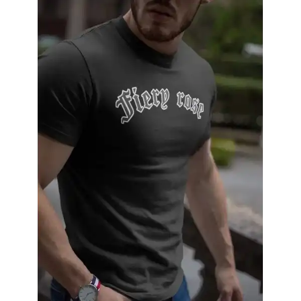 Erkek Tişort Bisiklet Yaka Baskılı kısa kol T-Shirt - Siyah