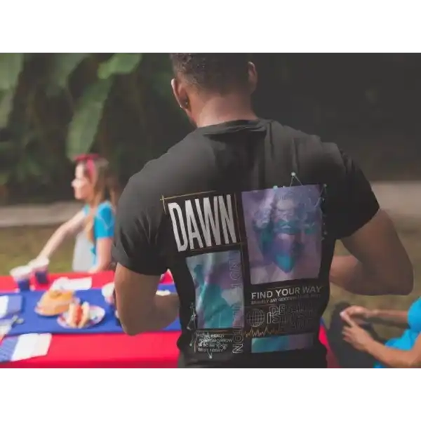 Erkek Tişort  Bisiklet Yaka Baskılı Kısa kol T-Shirt - Siyah