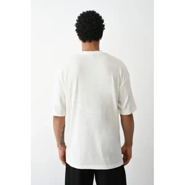 Erkek Tişört Düz Basic Penye Yazlık Bisiklet Yaka Kısa Kol T-Shirt - Beyaz