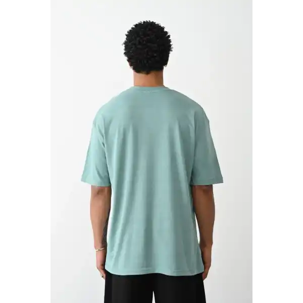 Erkek Tişört Düz Basic Penye Yazlık Bisiklet Yaka Kısa Kol T-Shirt - Mint Yeşili