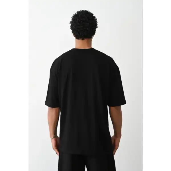 Erkek Tişört Düz Basic Penye Yazlık Bisiklet Yaka Kısa Kol T-Shirt - Siyah