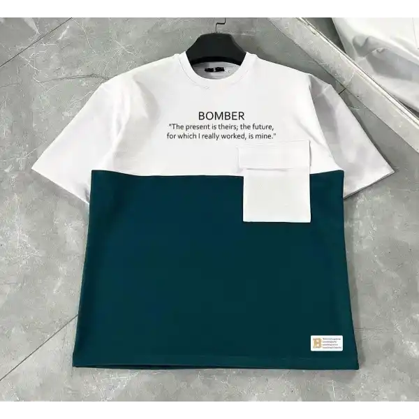 ERKEK Tişört Torba Cepli Parçalı Kısa Kol T-Shirt - Lacivert