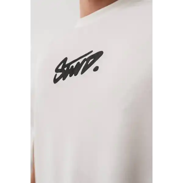 Erkek Tişört Yazlık Baskılı Oversize Kısa kol T-Shirt - Beyaz
