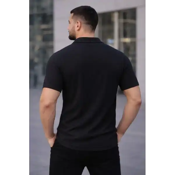 Erkek Waffle Kumaş Yakalı Kısa Kol Düğmeli Gömlek 3’lü Set Siyah-Haki-Lacivert