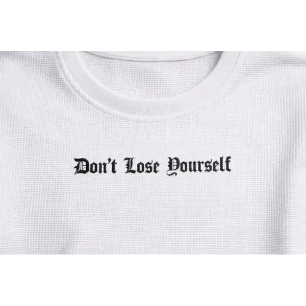 Erkek Wafıl Kumaş Tişört Regular Kalıp Bisiklet Yaka Baskılı T-Shirt - Beyaz