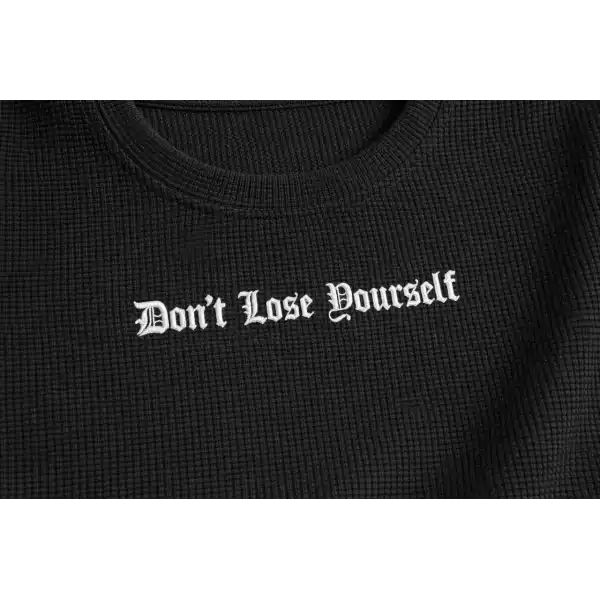 Erkek Wafıl Kumaş Tişört Regular Kalıp Bisiklet Yaka Baskılı T-Shirt - Siyah