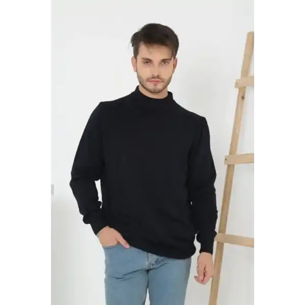 Erkek Yarım Balıkçı Yaka Triko Kazak - Lacivert