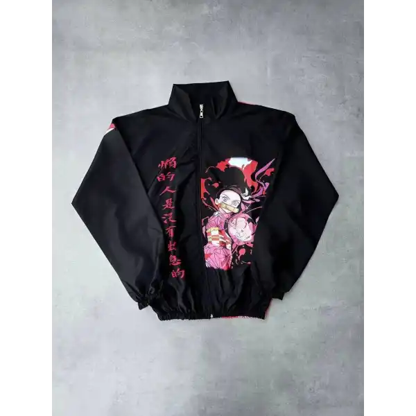 Fermuarlı Dijital Baskılı Rüzgarlık - Siyah