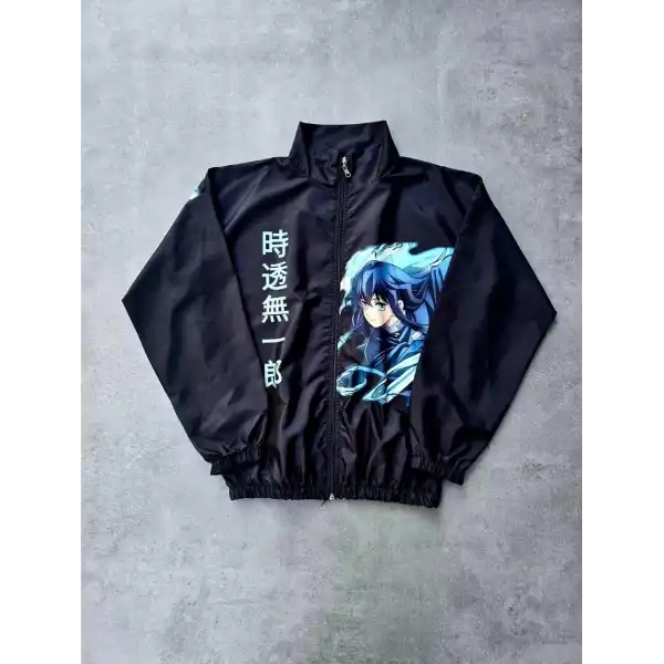 Fermuarlı Dijital Baskılı Rüzgarlık - Siyah