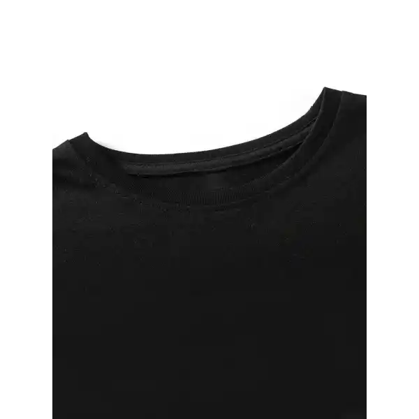 [Günlük T-Shirt] Hafif Kadın Günlük T-Shirt | Bol Kesim, Kısa Kollu, Yuvarlak Yaka, Eğlenceli Karikatür Ayı ve Umrumda Değil Baskı - Günlük Stil, İlkbahar/Yaz- Siyah