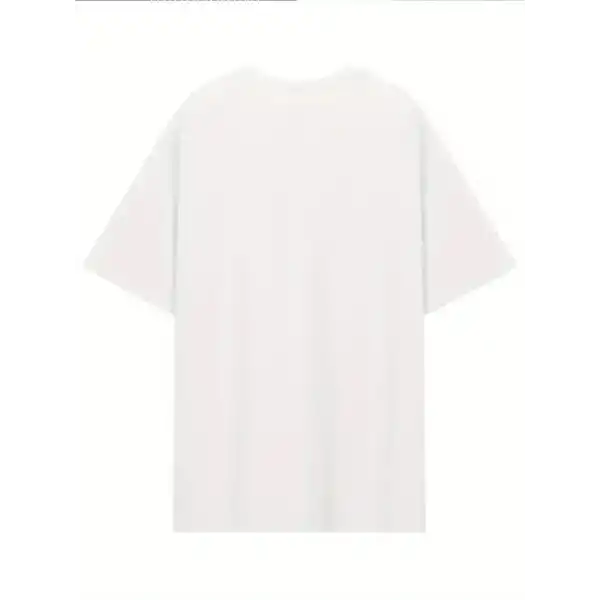 [Günlük T-Shirt] Hafif Kadın Günlük T-Shirt | Bol Kesim, Kısa Kollu, Yuvarlak Yaka, Eğlenceli Karikatür Ayı ve Umrumda Değil Baskı - Günlük Stil, İlkbahar/Yaz- Beyaz