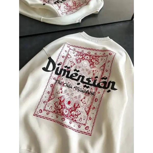 Kadın 3 İplik Pamuklu Bisiklet Yaka Baskılı SweatShirt - Beyaz