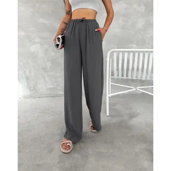Kadın Ayrobin Oversize Kadın Pantolon - Füme