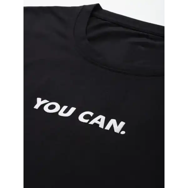 Kadın Baskılı T-Shirt Kısa Kol Bisiklet Yaka Oversize Rahat Kalıp Tişört - Siyah