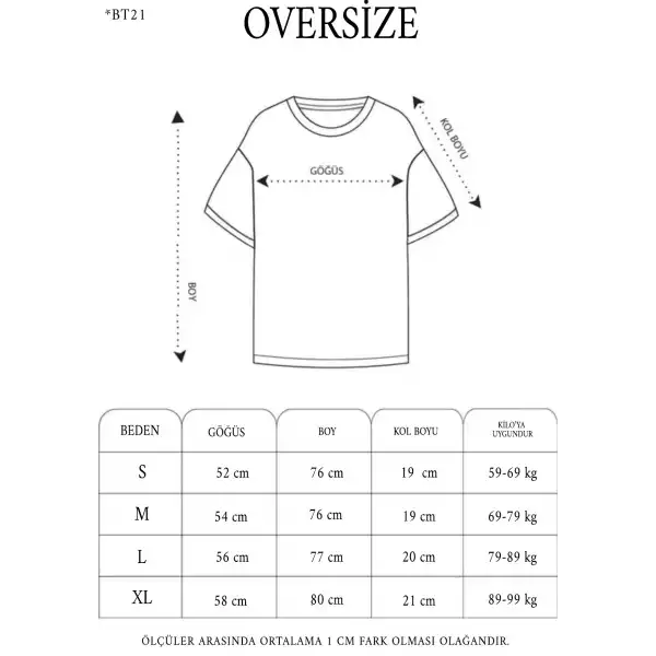 Kadın Baskılı T-Shirt Kısa Kol Bisiklet Yaka Oversize Tişört - Siyah