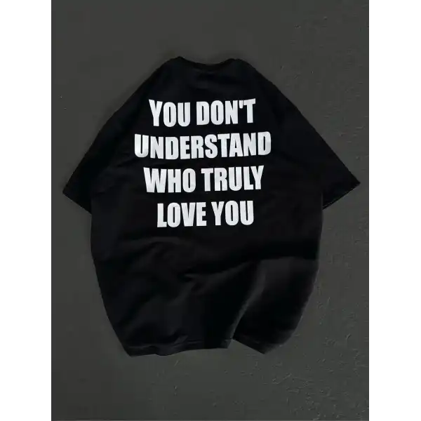 Kadın Baskılı T-Shirt Kısa Kol Bisiklet Yaka Regular Fit Rahat Kalıp Günlük Tişört  - Siyah