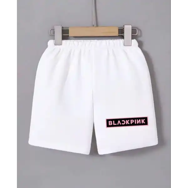 Kadın Beli Lastikli Baskılı Mini Şort - Beyaz