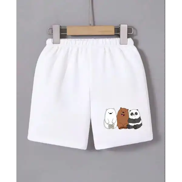 Kadın Beli Lastikli Baskılı Mini Şort - Beyaz