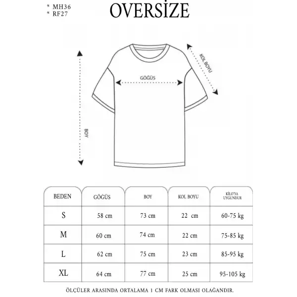 kadın Bisiklet Yaka Baskılı Oversize T-Shirt - Beyaz