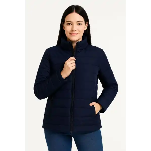 Kadın Bomber Mont Ceket – Su İtici Kumaş, Kapitone Astarlı, Fermuarlı, Kışlık - Lacivert
