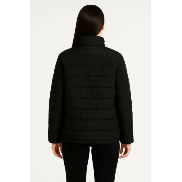 Kadın Bomber Mont Ceket – Su İtici Kumaş, Kapitone Astarlı, Fermuarlı, Kışlık - Siyah