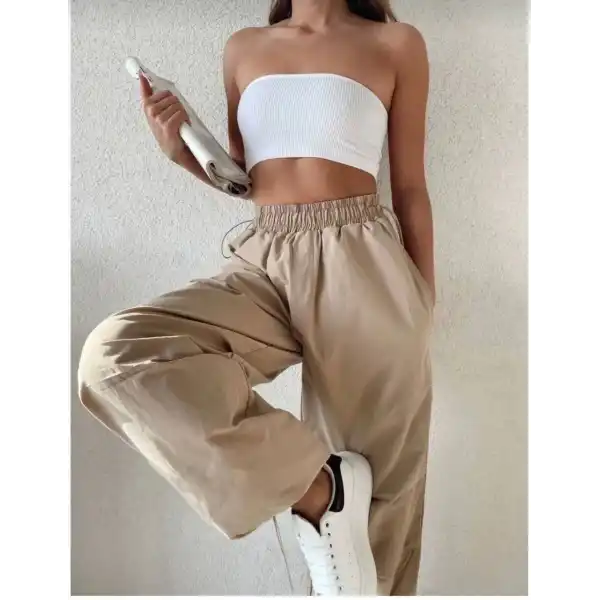 Kadın Cepli Paraşut Pantalon - Bej