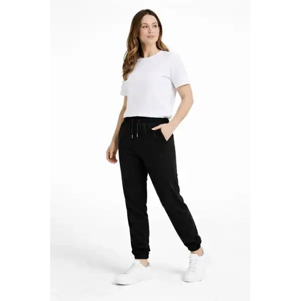 Kadın Jogger Eşofman Altı , Cepli, Paça Lastilkl ,Spor Pantolon - Siyah